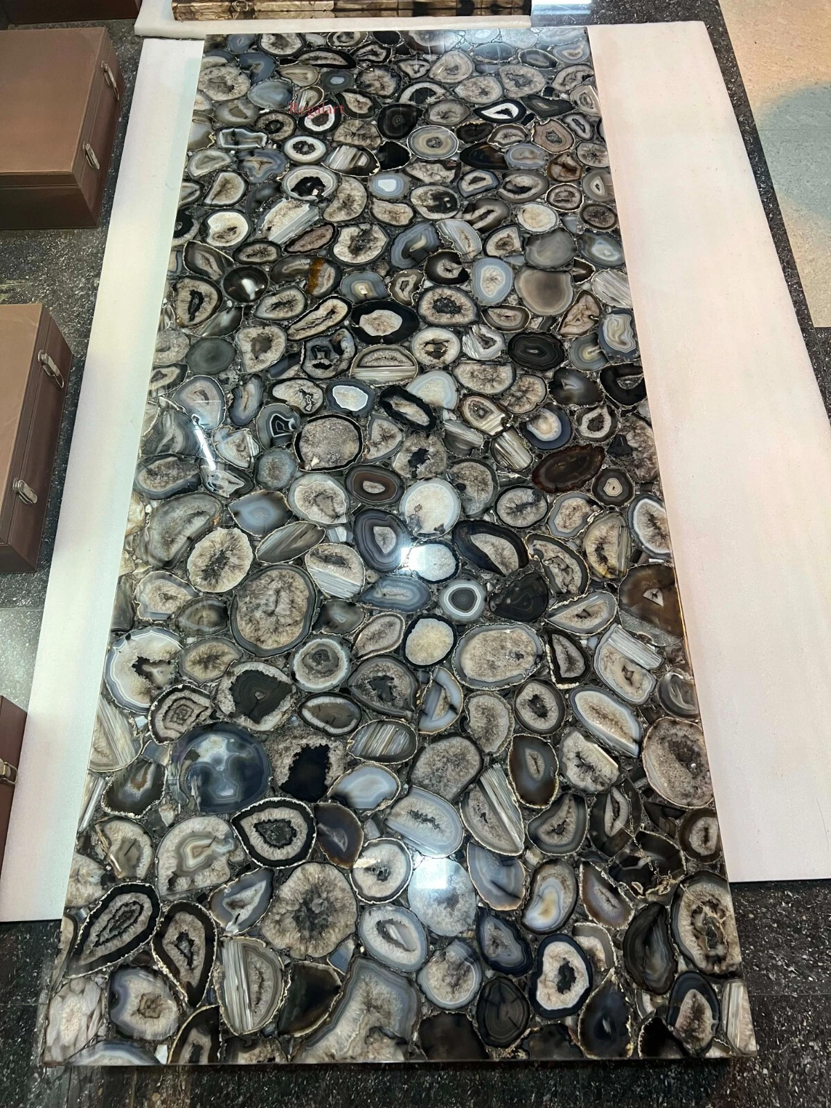 Dining table, coffee table, table top agate black 